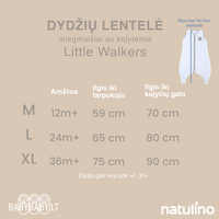 Natulino LITTLE WALKERS kolmekihiline beebi magamiskott White Little Grey Leaves &amp; Warm Grey