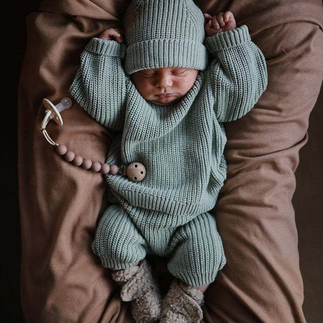 Mushie tapukai kūdikiui Cozy Baby Booties - Oatmeal