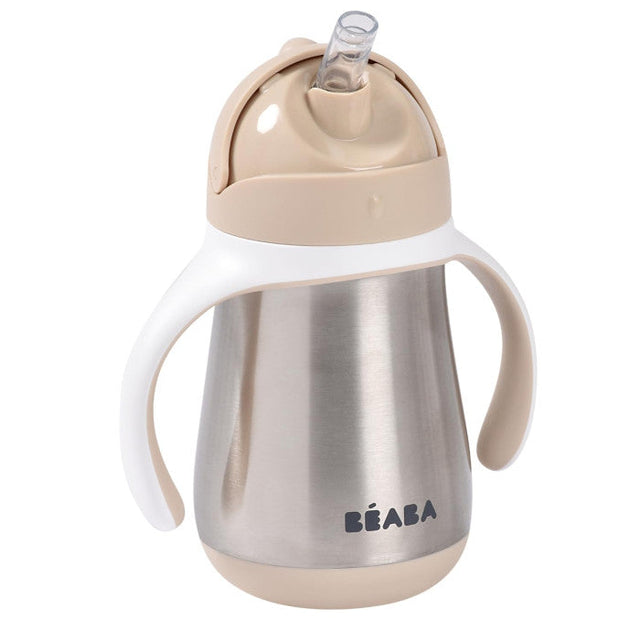 BEABA metalinė gertuvė su šiaudeliu, 250 ml, Clay
