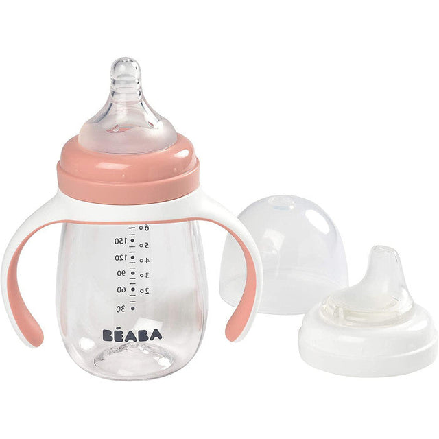 BEABA mokomasis buteliukas-gertuvė 2in1, 210 ml, Old Pink