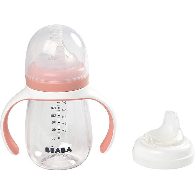 BEABA mokomasis buteliukas-gertuvė 2in1, 210 ml, Old Pink