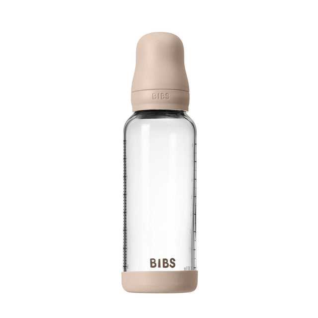 BIBS naujasis stiklinis buteliukas nuo dieglių 240 ml medium flow pilnas komplektas Blush