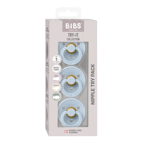 BIBS čiulptukų rinkinys Colour Try-it 3 vnt. Baby Blue