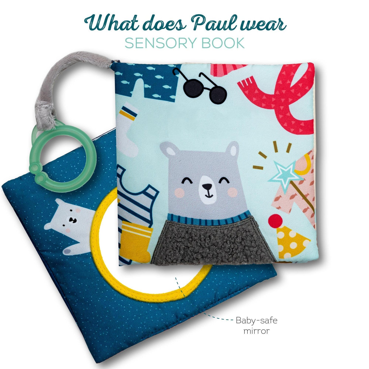 Taf toys lavinamoji knygelė What does Paul wear