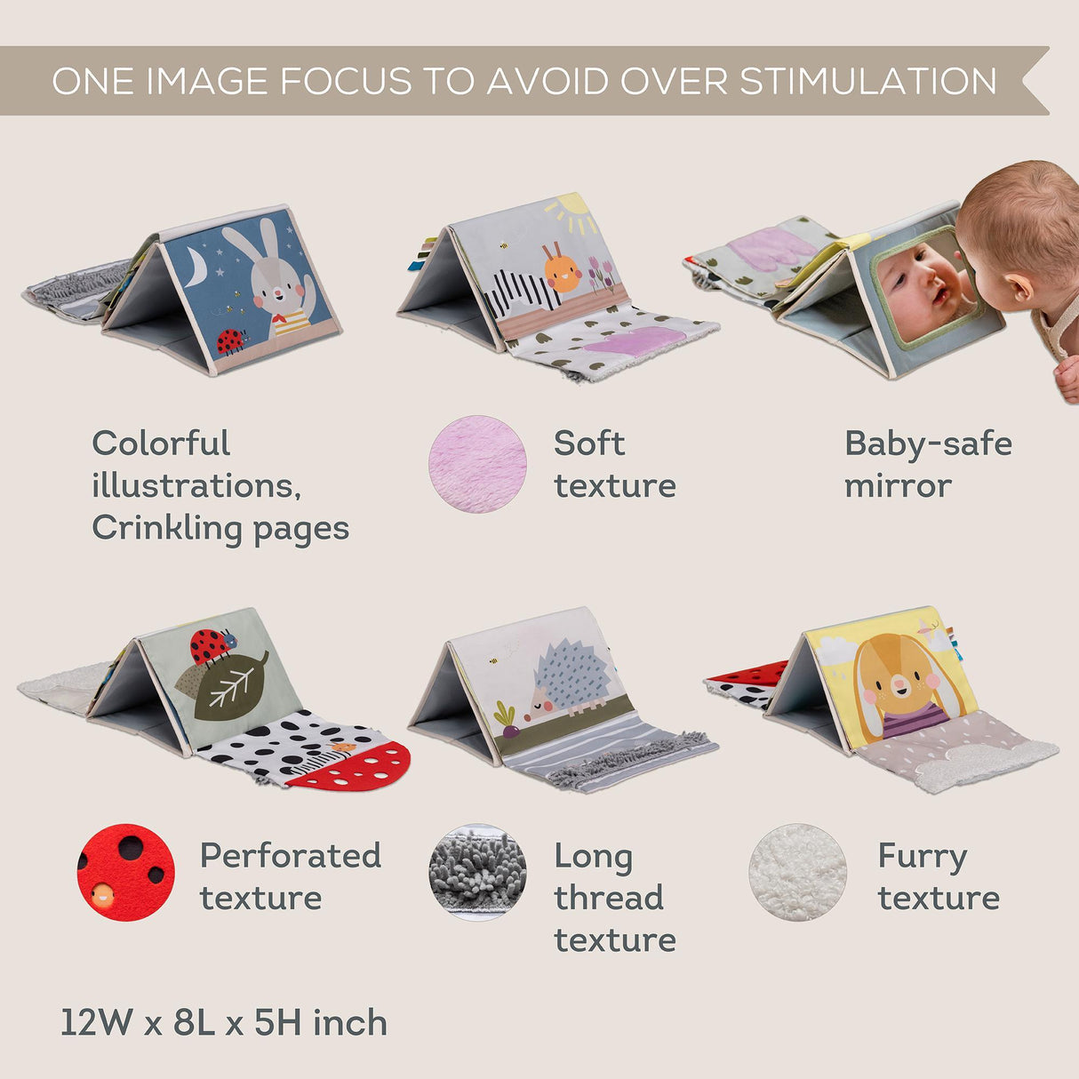 Taf toys lavinamoji knygelė Tummy time Sensory book