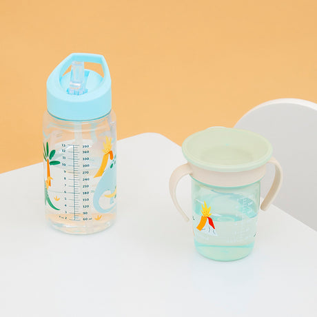Miniland vaikiška gertuvė su šiaudeliu Kiddie Bottle Jurassic, 450 ml