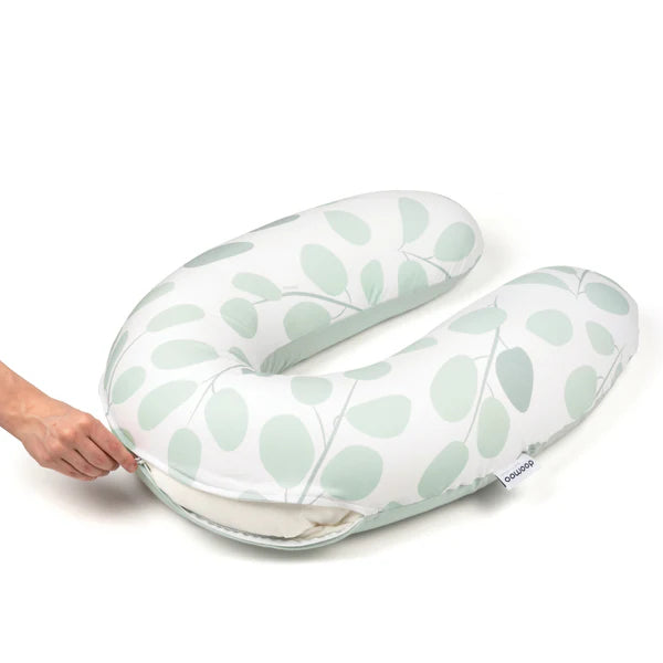 Doomoo Buddy maitinimo ir nėštumo pagalvės užvalkalas Leaves Aqua Green