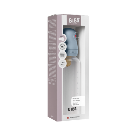 BIBS plastikinis buteliukas nuo dieglių 270 ml (Baby Blue) pilnas komplektas