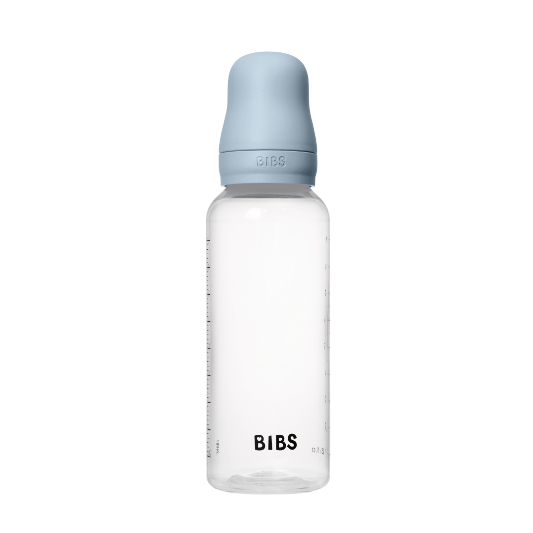 BIBS plastikinis buteliukas nuo dieglių 270 ml (Baby Blue) pilnas komplektas