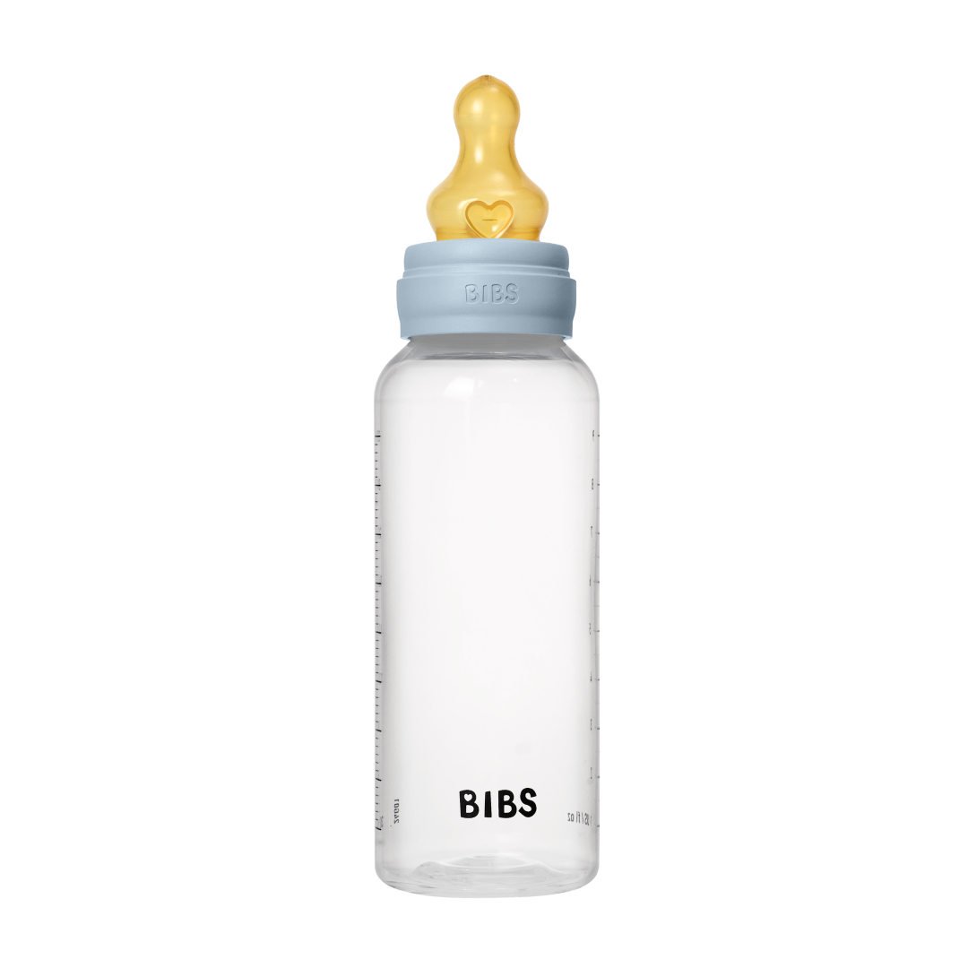 BIBS plastikinis buteliukas nuo dieglių 270 ml (Baby Blue) pilnas komplektas