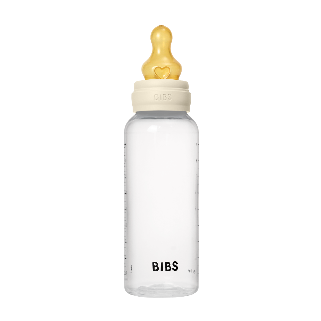 BIBS plastikinis buteliukas nuo dieglių 270 ml (Ivory) pilnas komplektas