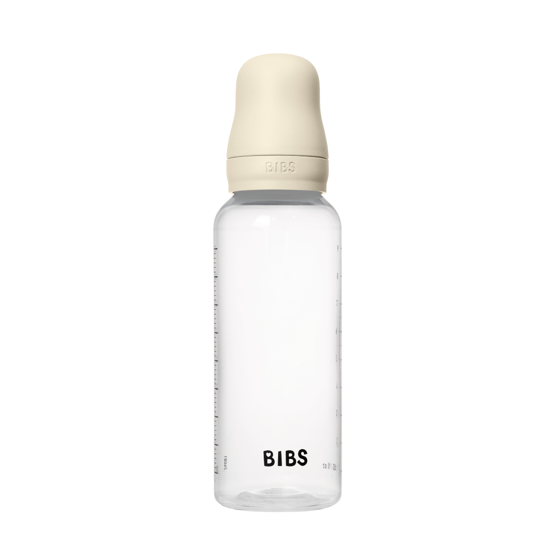 BIBS plastikinis buteliukas nuo dieglių 270 ml (Ivory) pilnas komplektas