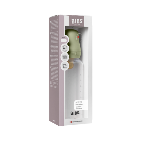 BIBS plastikinis buteliukas nuo dieglių 270 ml (Sage) pilnas komplektas