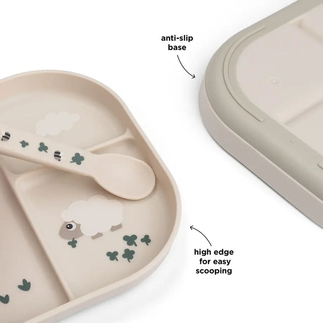 Done by Deer neslystanti lėkštė su skyreliais Foodie Tiny farm Sand