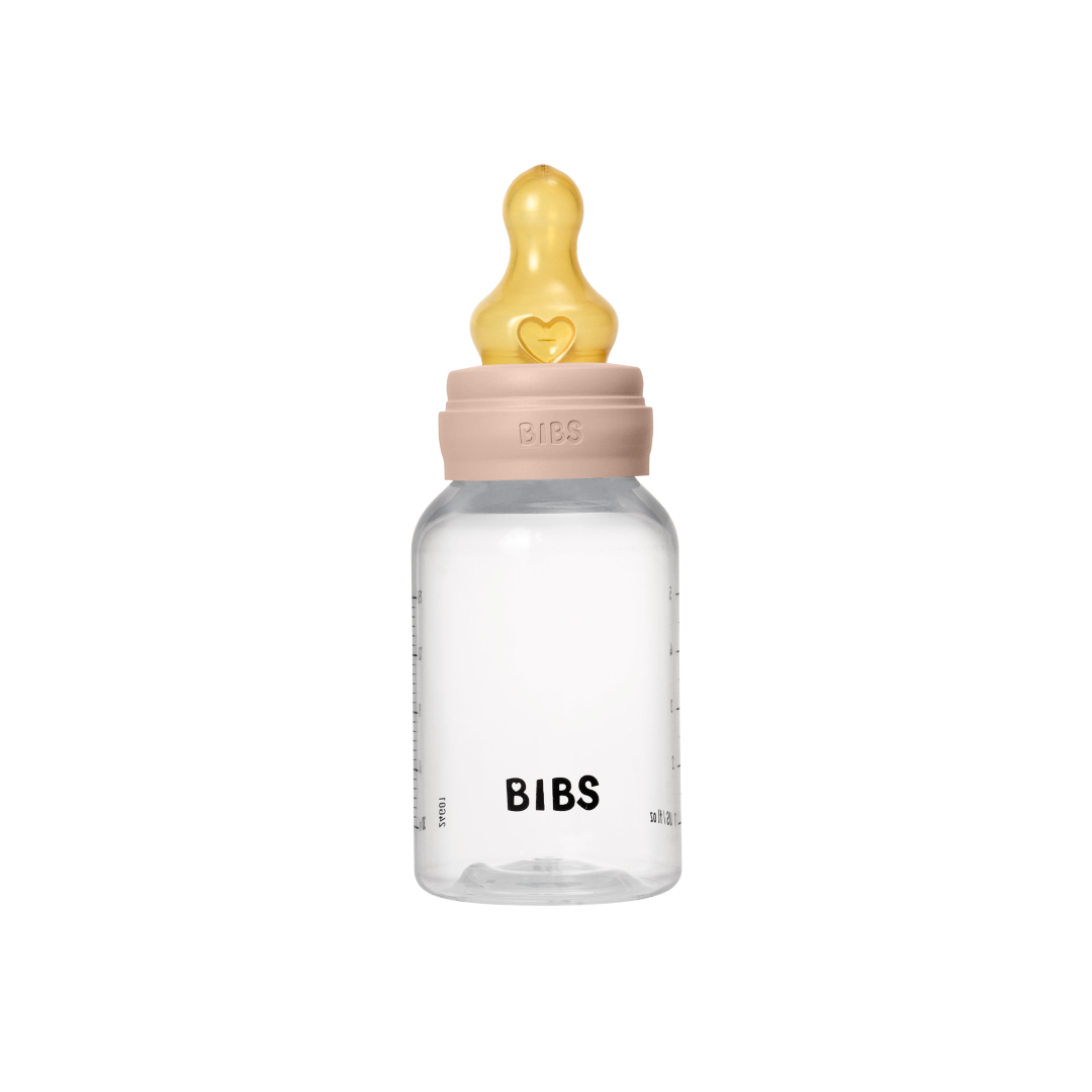 BIBS plastikinis buteliukas nuo dieglių 150 ml (Blush) pilnas komplektas