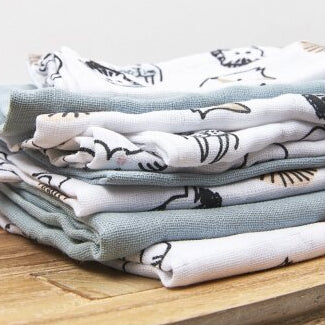 Meyco Baby muslino vystyklų ir šluosčių komplektas Animal Multicolour, 9 vnt.