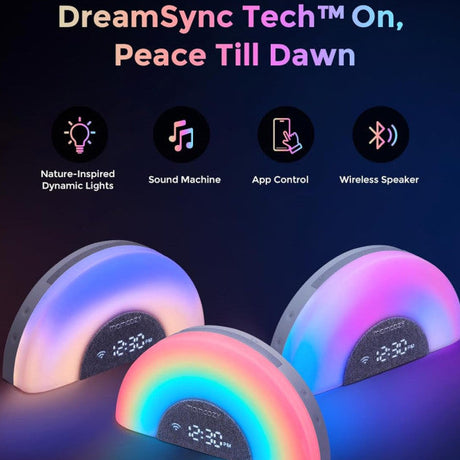 Momcozy baltojo triukšmo aparatas žadintuvas DreamSync™ su vaivorykštės šviesa, grey