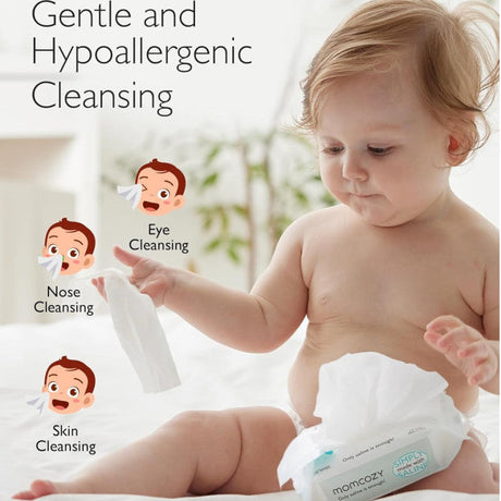 Momcozy drėgnos servetėlės su druskos tirpalu, 3 pakuotės po 60 vnt.