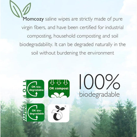 Momcozy drėgnos servetėlės su druskos tirpalu, 3 pakuotės po 60 vnt.