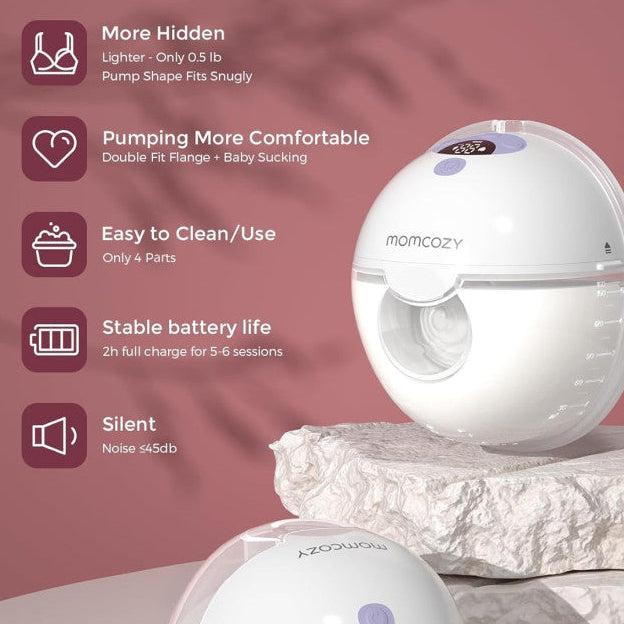 Momcozy dvigubas nešiojamas belaidis pientraukis M5, purpurinis