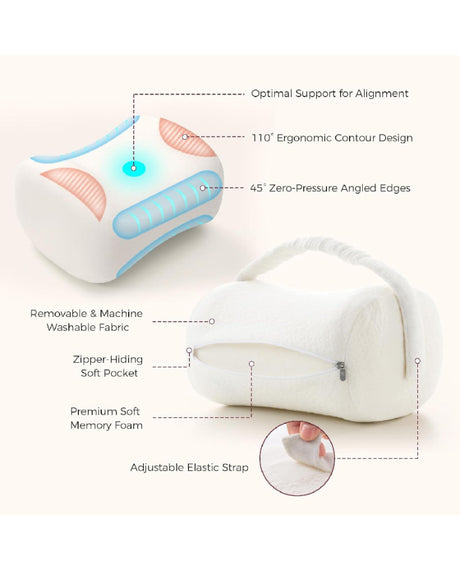 Momcozy ergonominė kelių pagalvė nėščiosioms ir miegantiems ant šono, Cream White