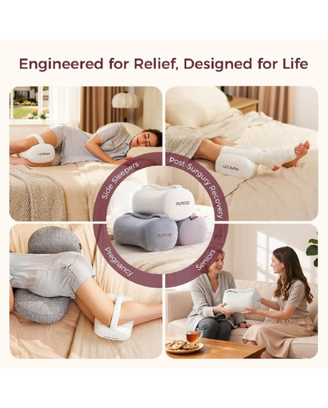 Momcozy ergonominė kelių pagalvė nėščiosioms ir miegantiems ant šono, Cream White