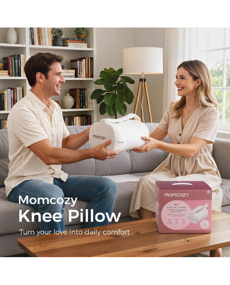 Momcozy ergonominė kelių pagalvė nėščiosioms ir miegantiems ant šono, Cream White