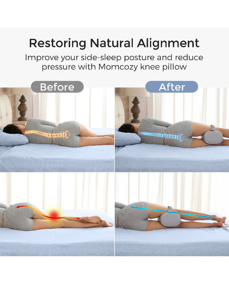 Momcozy ergonominė kelių pagalvė su vėsinančiu audiniu nėščiosioms, Cooling Grey