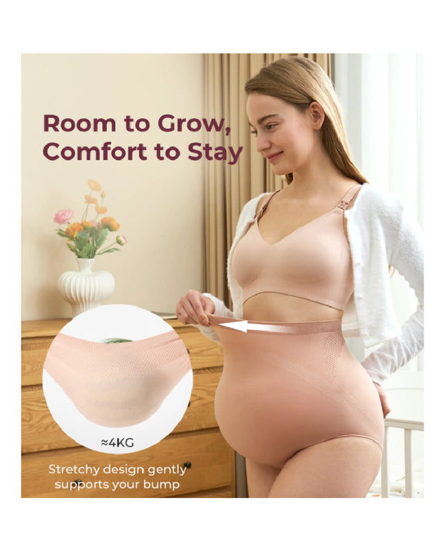 Momcozy besiūlės kelnaitės nėščiosioms aukštu liemeniu, 3 vnt., Black / Almond / Oyster Pink