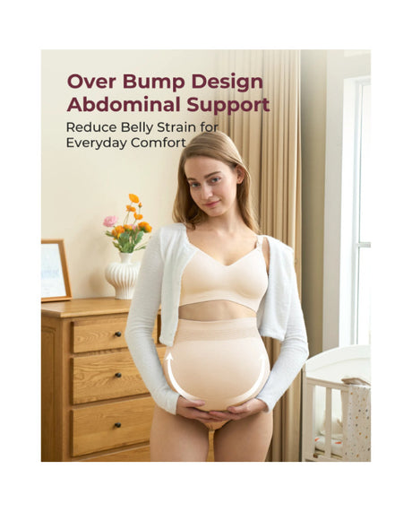 Momcozy besiūlės kelnaitės nėščiosioms aukštu liemeniu, 3 vnt., Black / Almond / Oyster Pink
