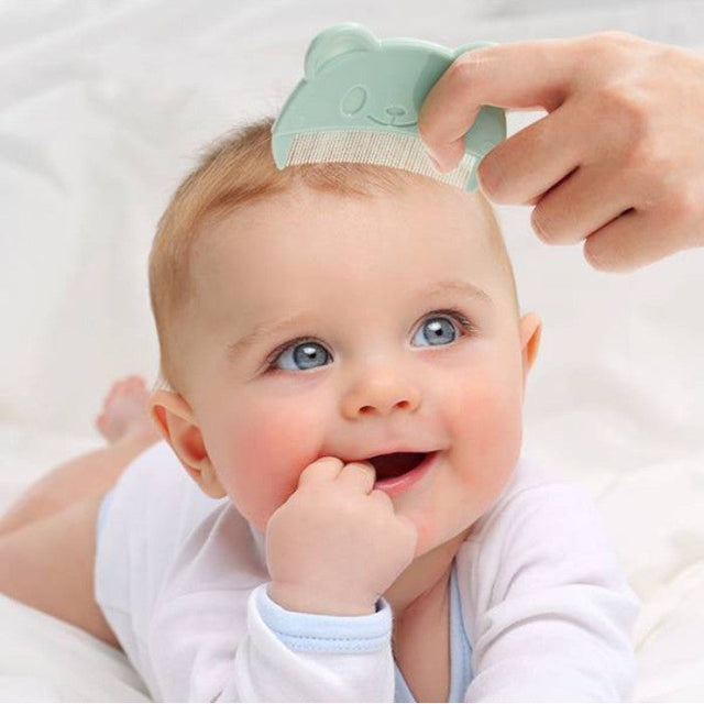 Momcozy kūdikio galvos plovimo rinkinys su talpa šampūnui ir putų pompa, žalias