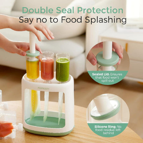 Momcozy kūdikių maisto maišelių užpildymo tyrelėmis įrenginys
