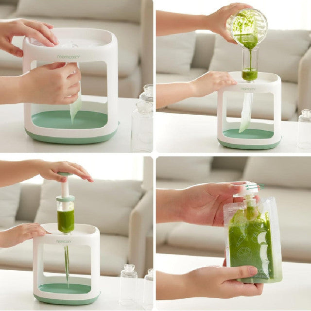 Momcozy kūdikių maisto maišelių užpildymo tyrelėmis įrenginys