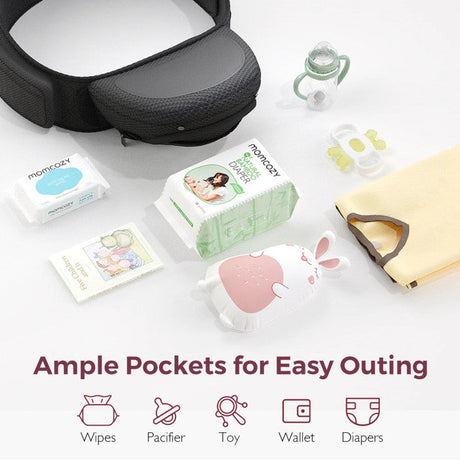 Momcozy kūdikių nešioklė Move2Fit 2in1 su klubų sėdyne, su tinkleliu, juoda