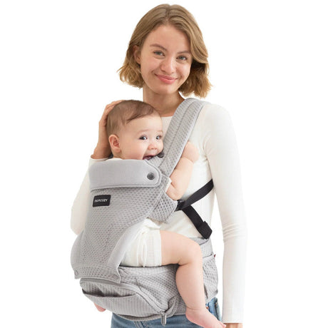 Momcozy kūdikių nešioklė Move2Fit 2in1 su klubų sėdyne, su tinkleliu, pilka
