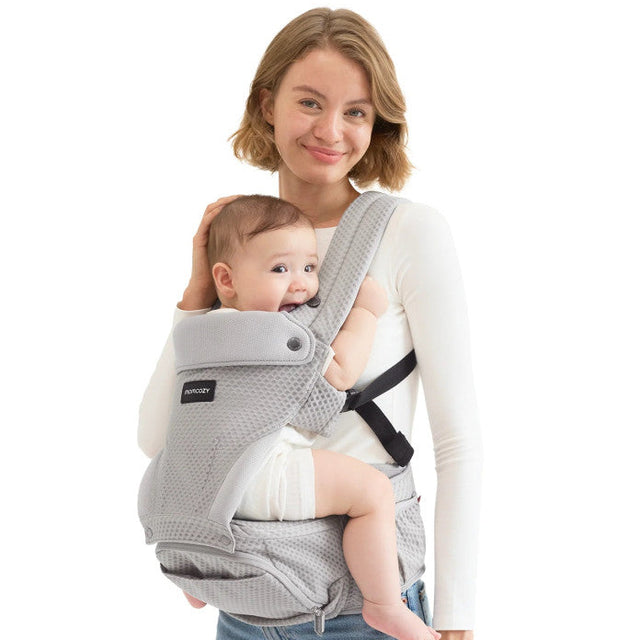 Momcozy kūdikių nešioklė Move2Fit 2in1 su klubų sėdyne, su tinkleliu, pilka