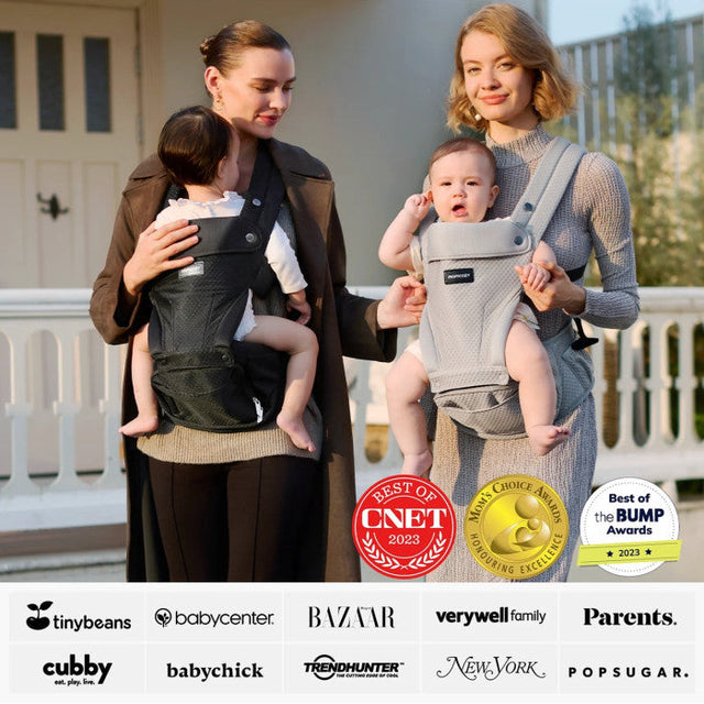 Momcozy kūdikių nešioklė Move2Fit 2in1 su klubų sėdyne, su tinkleliu, pilka