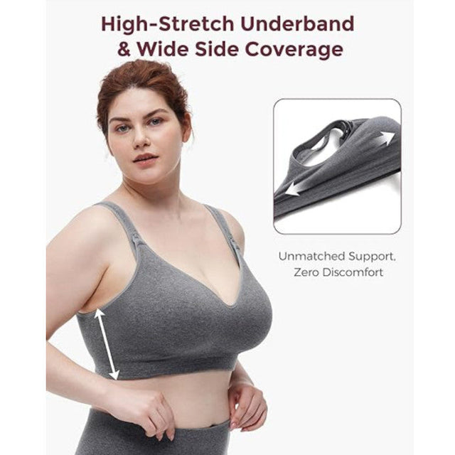 Momcozy medvilninė maitinimo liemenėlė didesnei krūtinei BUSTY, pilka, XL