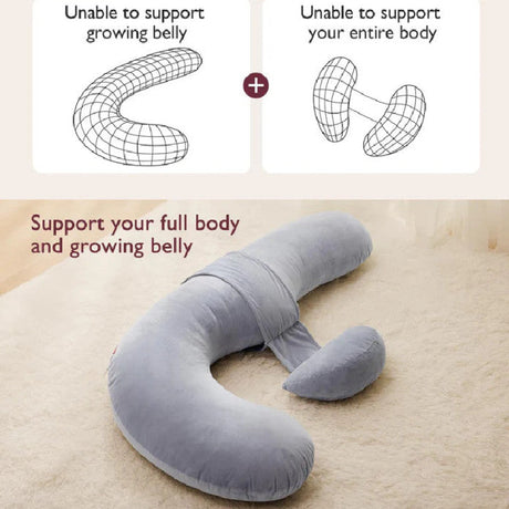 Momcozy nėščiosios pagalvė, F formos, velvet grey