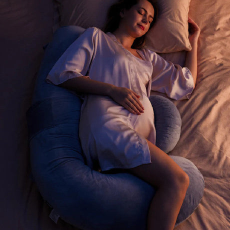 Momcozy nėščiosios pagalvė, F formos, velvet grey