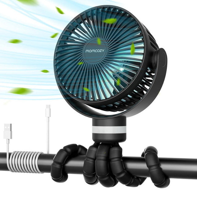 Momcozy nešiojamas vežimėlio ventiliatorius, juodas