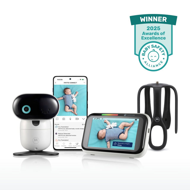 Motorola Nursery PIP1710C išmanioji vaizdo auklė su 5″ monitoriumi, Wi-Fi ir AI verkimo atpažinimu