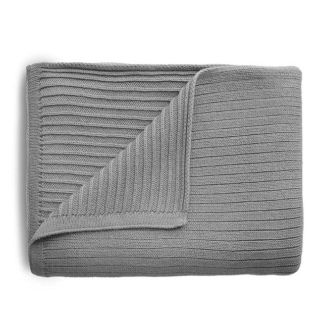 Mushie megztas pledas Ribbed Gray Melange