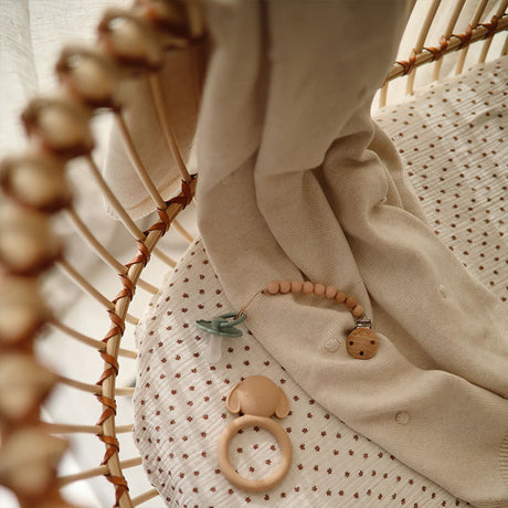 Mushie megztas pledas Textured Dots Baby Blanket (Off White Melange)