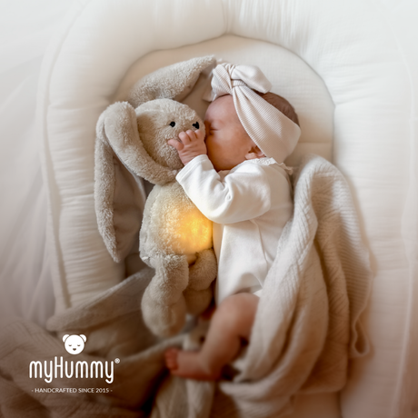 myHummy 7in1 migdukas su programėle ir naktine lempute Zuikis šviesiai rudas