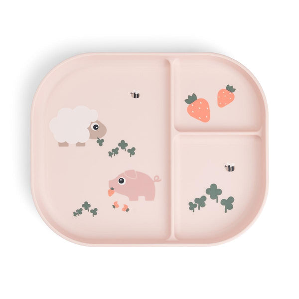Done by Deer neslystanti lėkštė su skyreliais Foodie Tiny farm Powder