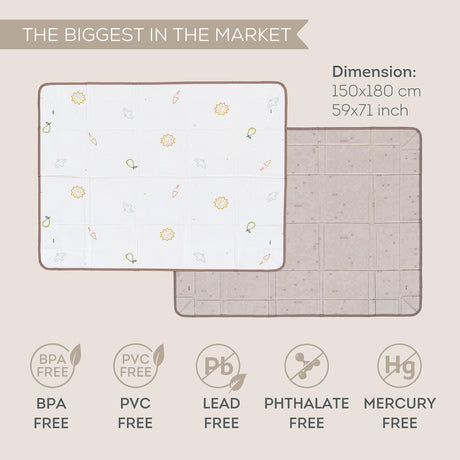 Taf Toys dvipusis vandeniui atsparus putų kilimėlis Fold and Fun, 150 × 180 su kamuoliukais