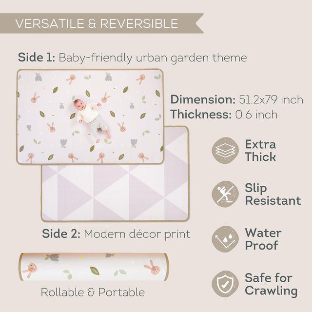 Taf Toys dvipusis vandeniui atsparus putų kilimėlis Roll & Play, 130×200