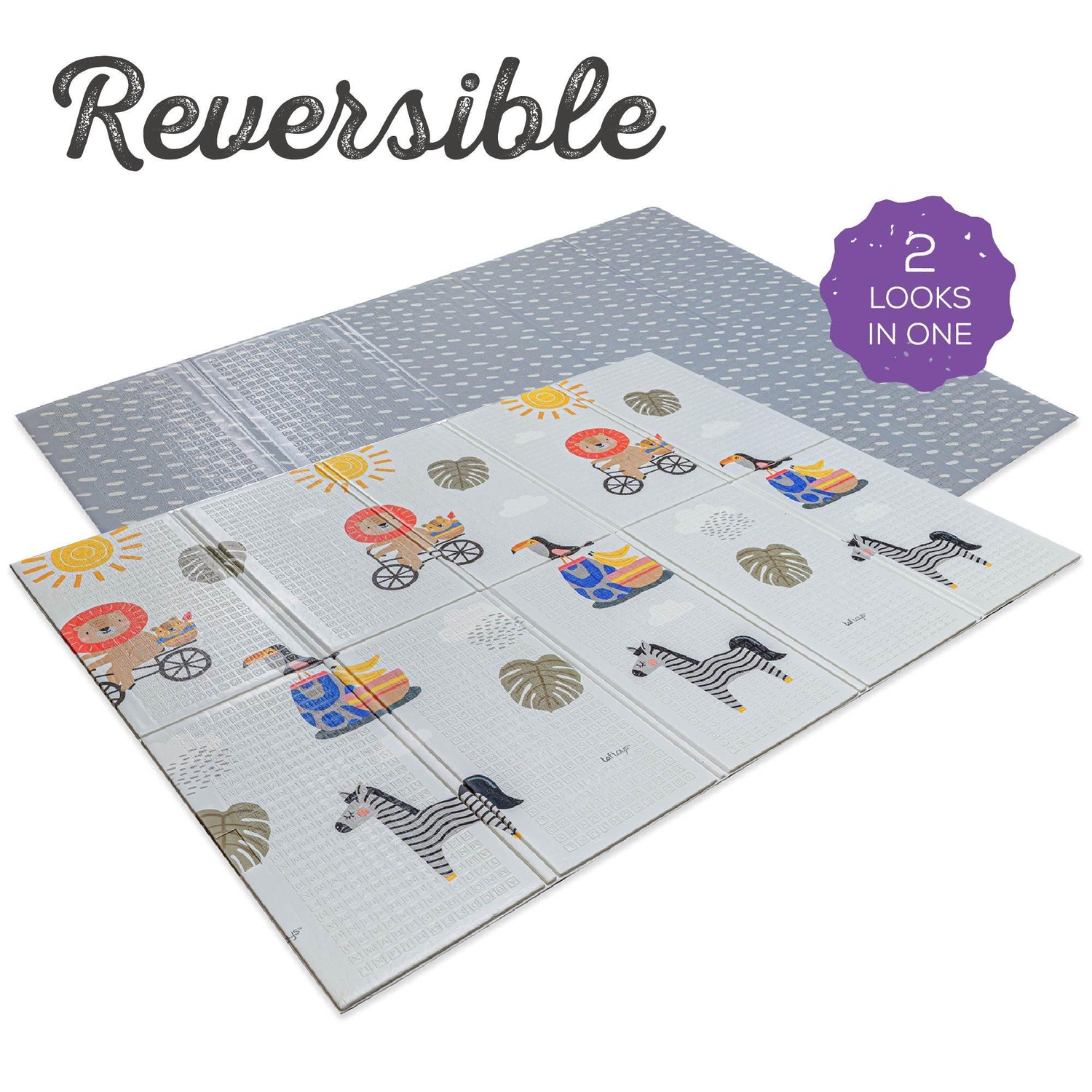 Taf Toys dvipusis vandeniui atsparus putų kilimėlis Savannah, 150 × 200 su kortelėmis