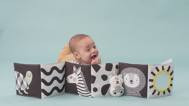 Taf Toys dvipusė kontrastinė knygelė kūdikiui Savannah Black & White Book, 0 mėn.+